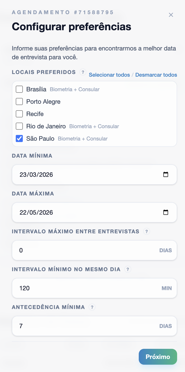 Preferences configuration modal